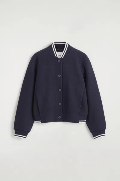 Cos Boiled Wool-blend Bomber Jacket In Navy