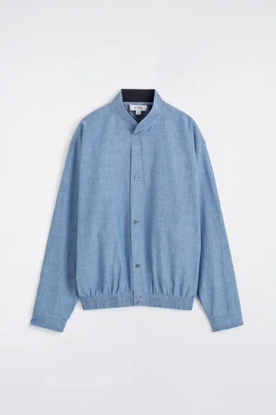 Cos Bomber-style Denim Shirt In Blue