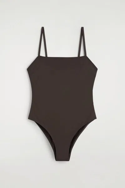 Cos Bonded Double-faced Swimsuit In Brown