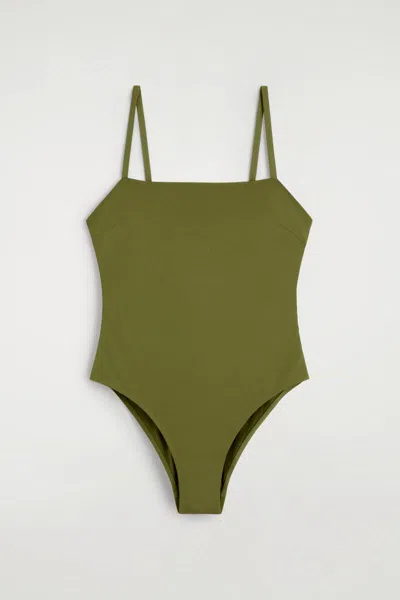 Cos Bonded Double-faced Swimsuit In Green
