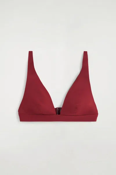 Cos Bonded-scuba V-neck Bikini Top In Red
