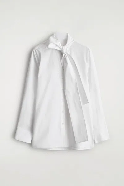 Cos Bow-detail Cotton Blouse In White