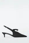 Cos Bow-detail Pointed Satin Slingback Pumps In Black