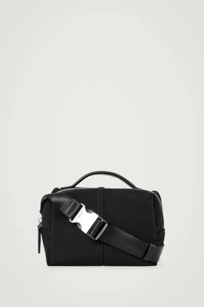 Cos Boxy Water-repellent Crossbody Bag - Canvas In Black