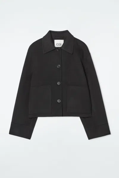 Cos Boxy Double-faced Wool Jacket In Black