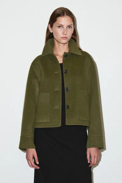 Cos Boxy Double-faced Wool Jacket In Green
