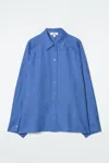 Cos Boxy Linen Shirt In Blue