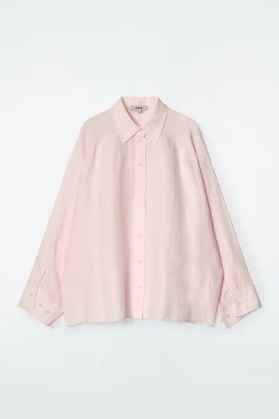 Cos Boxy Linen Shirt In Pink