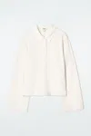 Cos Boxy Long-sleeved Polo Shirt In White