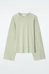 Cos Boxy Long-sleeved T-shirt In Green
