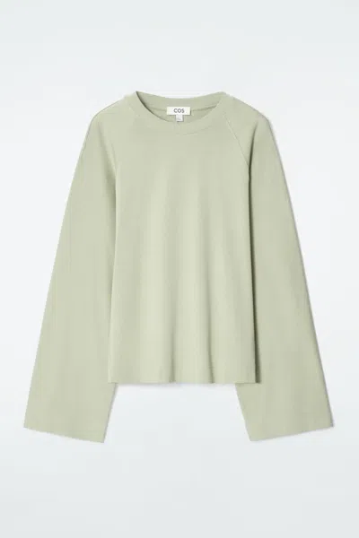 Cos Boxy Long-sleeved T-shirt In Green