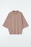 Cos Boxy Mock-neck T-shirt In Brown