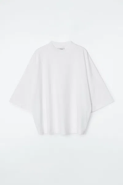 Cos Boxy Mock-neck T-shirt In White