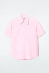 Cos Boxy Short-sleeved Cotton Shirt In Pink