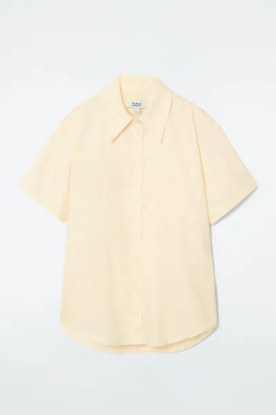 Cos Boxy Short-sleeved Cotton Shirt In Yellow