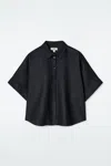 Cos Boxy Short-sleeved Linen Shirt In Blue