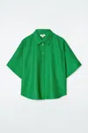 Cos Boxy Short-sleeved Linen Shirt In Green