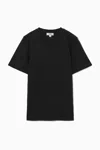 Cos Boxy V-neck T-shirt In Black