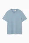 Cos Boxy V-neck T-shirt In Blue