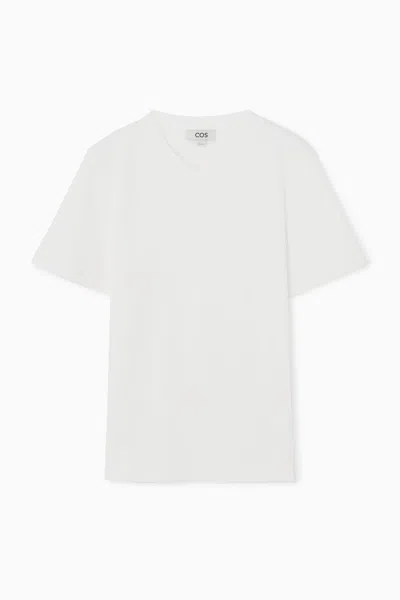 Cos Boxy V-neck T-shirt In White