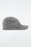 Cos Brushed-cashmere Baseball Cap In Grey