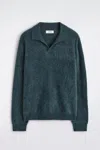 Cos Brushed-cashmere Polo Jumper In Blue