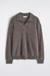 Cos Maglione Stile Polo In Cashmere Spazzolato In Brown