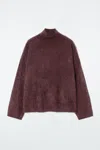 Cos Brushed-cashmere Turtleneck Sweater In Red