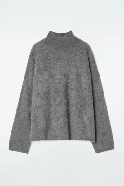 Cos Brushed-cashmere Turtleneck Sweater In Grey