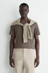 Cos Brushed-cotton T-shirt In Brown