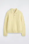 Cos Brushed Mohair-blend Polo Sweater In Yellow