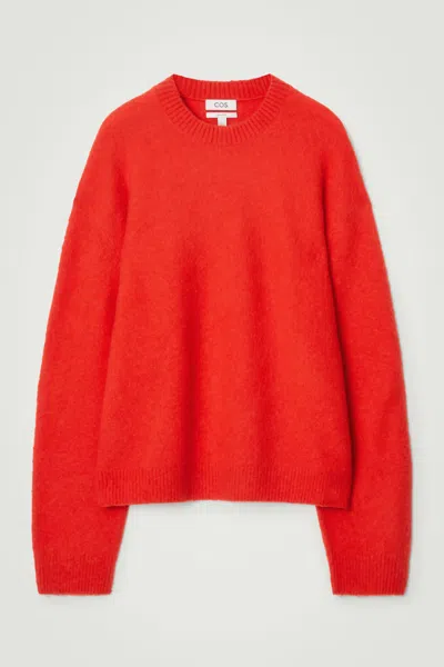 Cos Brushed-wool Crew-neck Jumper In Red | ModeSens