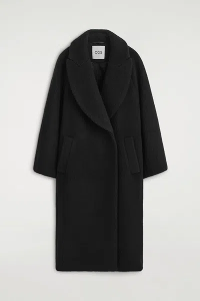 Cos Brushed Wool Maxi Coat In Black