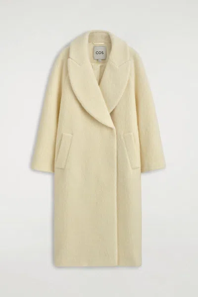 Cos Brushed Wool Maxi Coat In White