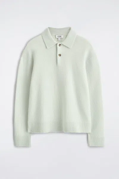 Cos Brushed-wool Polo Shirt In Blue