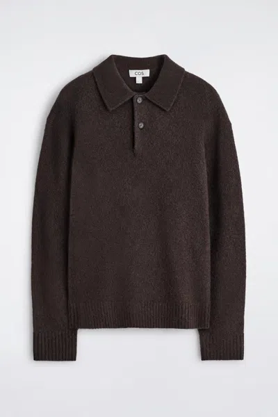 Cos Brushed-wool Polo Shirt In Brown