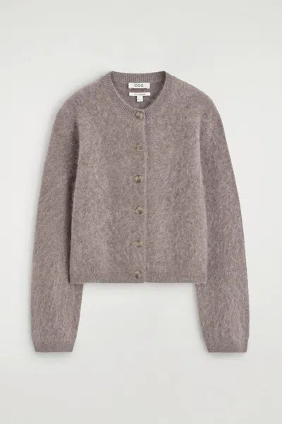 Cos Cardigan À Col Rond En Cachemire Brossé In Beige