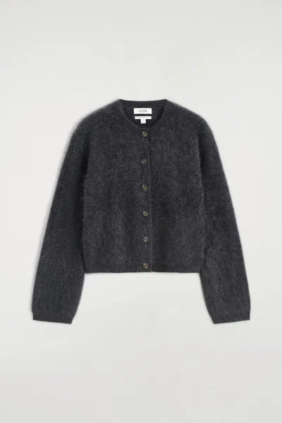 Cos Cardigan À Col Rond En Cachemire Brossé In Gris