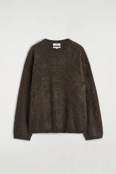 Cos Brushed-cashmere Crew-neck Sweater In Brown