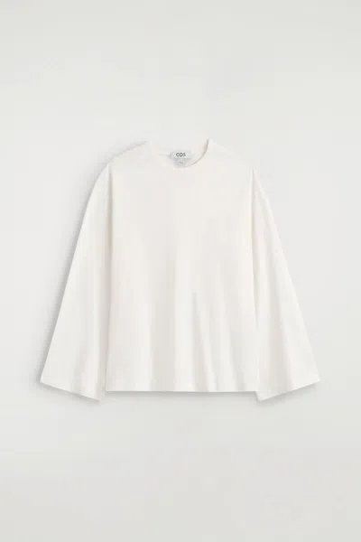 Cos T-shirt À Manches Longues En Coton Brossé In Blanc