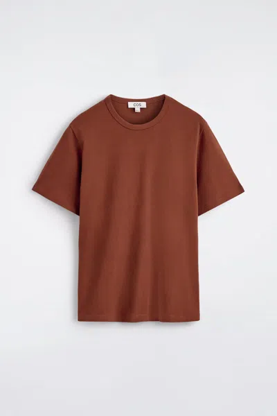 Cos Brushed-cotton Shirt In Brown