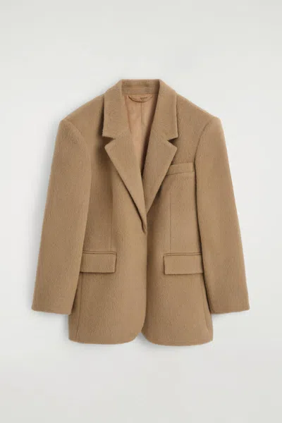 Cos Brushed-wool Blazer In Neutral