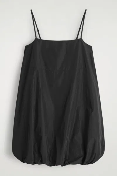 Cos Bubble-hem Mini Dress In Black