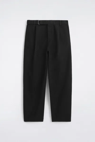 Cos Buckled Denim Relaxed-fit Barrel-leg Pants In Black