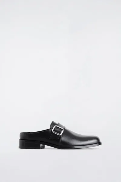 Cos Buckled Leather Mules In Noir
