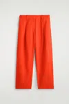 Cos Buckle-detail Linen Balloon-leg Pants In Orange