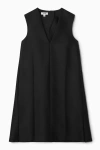 Cos Button-detail Wool-blend Dress In Black