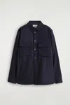 Cos Button-down Collar Wool Shirt In Navy In Blue