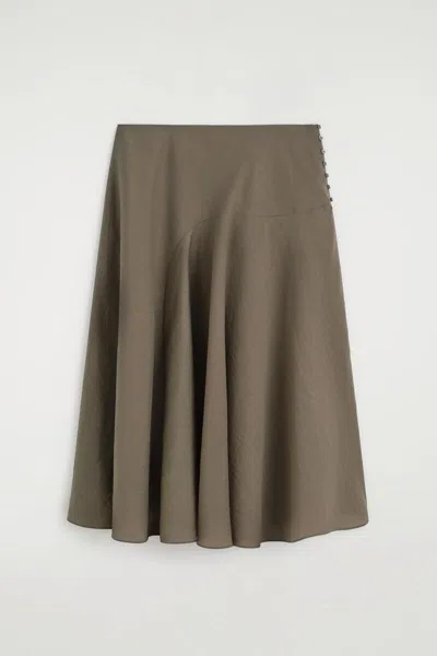 Cos Button-detail Fluid Midi Skirt In Beige