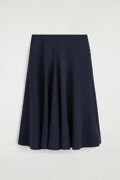 Cos Button-detail Fluid Midi Skirt In Blue